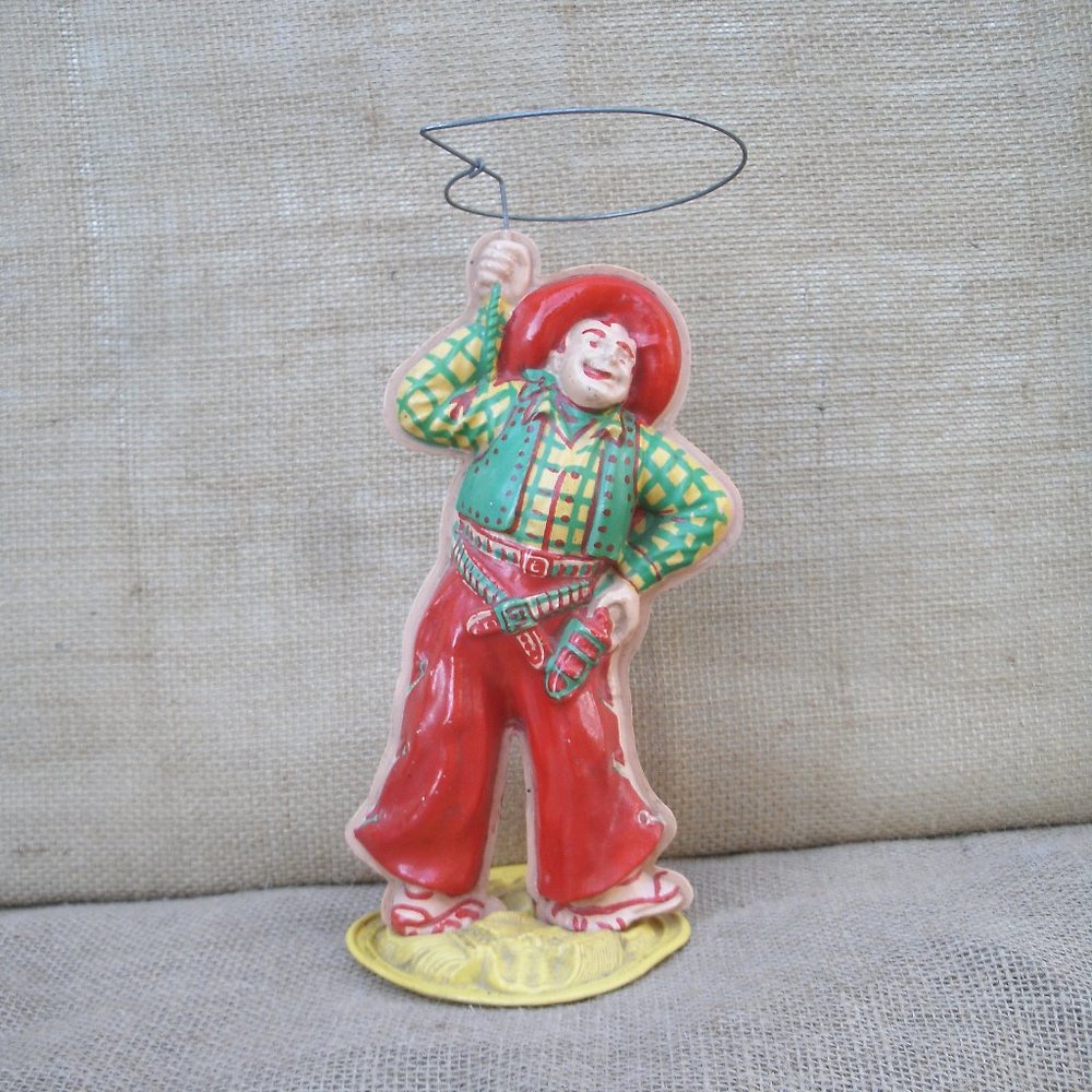 Vintage Round-up Tex Whirling Cowboy Celluloid Wind-up Toy
